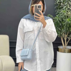 شومیز ساده سر جیب دکمه کد 4886