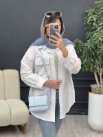 شومیز ساده سر جیب دکمه کد 4886 - تصویر 4