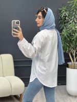 شومیز ساده سر جیب دکمه کد 4886 - تصویر 6