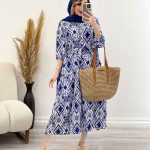 پیراهن بلند طرح دار نازگل کد 5018