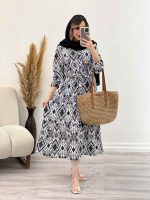 پیراهن بلند طرح دار نازگل کد 5018 - تصویر 3