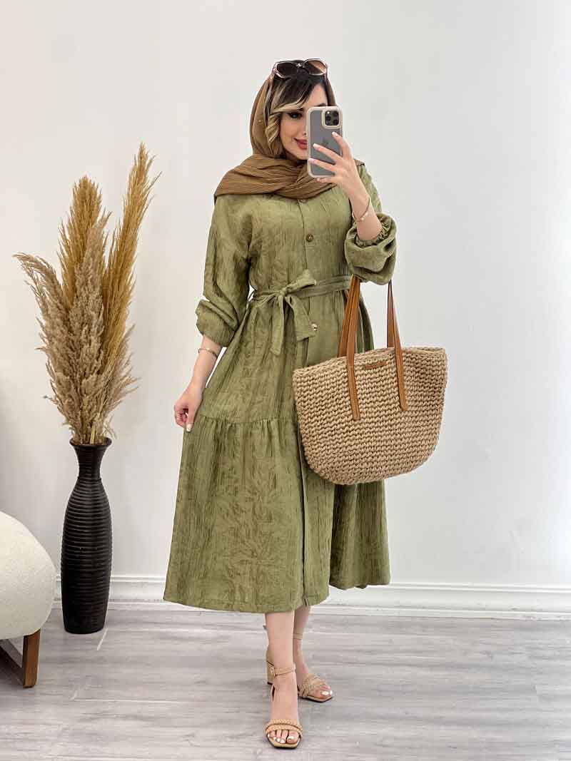 پیراهن بلند چین دار کد 5032 پیراهن بلند چین دار کد 5032