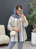 مانتو راه راه تک جیب ندا کد 5054 - تصویر 7