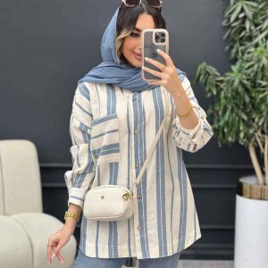 مانتو راه راه تک جیب ندا کد 5054