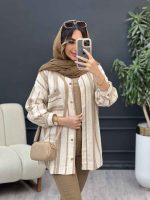 مانتو راه راه تک جیب ندا کد 5054 - تصویر 3
