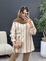 مانتو راه راه تک جیب ندا کد 5054 - تصویر 9