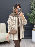 مانتو راه راه تک جیب ندا کد 5054 - تصویر 8