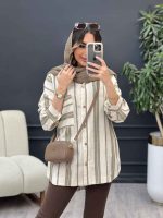 مانتو راه راه تک جیب ندا کد 5054 - تصویر 4