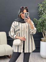 مانتو راه راه تک جیب ندا کد 5054 - تصویر 13