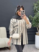 مانتو راه راه تک جیب ندا کد 5054 - تصویر 5