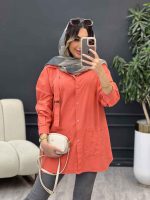 مانتو جلو سگک دو جیب کد 5048 - تصویر 11