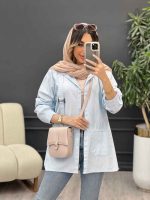 مانتو جلو سگک دو جیب کد 5048 - تصویر 4
