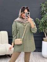 مانتو جلو سگک دو جیب کد 5048 - تصویر 12