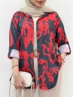 شومیز طرح دار تک جیب صنم کد 5039 - تصویر 7