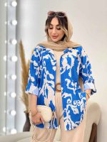 شومیز طرح دار تک جیب صنم کد 5039 - تصویر 2