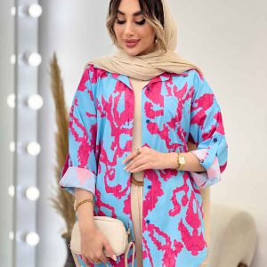 شومیز طرح دار تک جیب صنم کد 5039