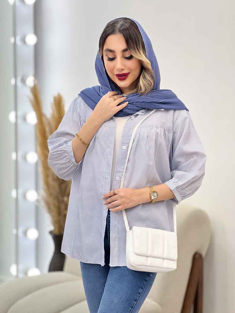 مانتو راه راه جلو چین کد 5011 مانتو راه راه جلو چین کد 5011