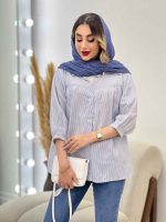 مانتو راه راه جلو چین کد 5011 - تصویر 3