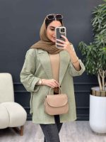 مانتو پشت دکمه سر شانه پاگن کد 5053 - تصویر 9