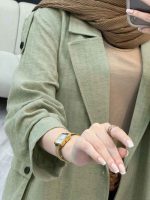 مانتو پشت دکمه سر شانه پاگن کد 5053 - تصویر 11