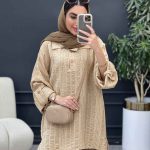 مانتو دوخت دار یقه دو دکمه کد 4568