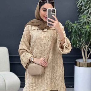 مانتو دوخت دار یقه دو دکمه کد 4568