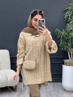 مانتو دوخت دار یقه دو دکمه کد 4568 - تصویر 10