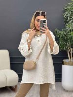مانتو دوخت دار یقه دو دکمه کد 4568 - تصویر 4