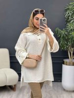 مانتو دوخت دار یقه دو دکمه کد 4568 - تصویر 6