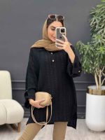 مانتو دوخت دار یقه دو دکمه کد 4568 - تصویر 3