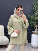مانتو دوخت دار یقه دو دکمه کد 4568