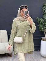 مانتو دوخت دار یقه دو دکمه کد 4568 - تصویر 2