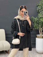 مانتو دوخت دار یقه دو دکمه کد 4568 - تصویر 11