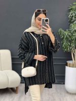 مانتو دوخت دار یقه دو دکمه کد 4568 - تصویر 5