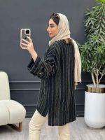 مانتو دوخت دار یقه دو دکمه کد 4568 - تصویر 13