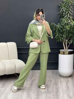 ست مانتو شلوار دو دکمه آستین سگک کد 5068 - تصویر 10