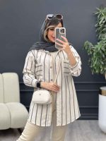 مانتو راه راه دو جیب بیتا کد 5074 - تصویر 3