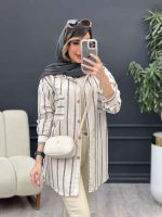 مانتو راه راه دو جیب بیتا کد 5074 - تصویر 12