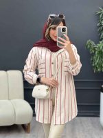 مانتو راه راه دو جیب بیتا کد 5074 - تصویر 4