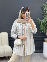 مانتو راه راه دو جیب بیتا کد 5074 - تصویر 13