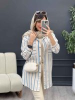 مانتو راه راه دو جیب بیتا کد 5074 - تصویر 6