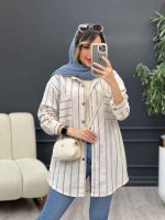 مانتو راه راه دو جیب بیتا کد 5074 - تصویر 16