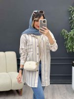 مانتو راه راه دو جیب بیتا کد 5074 - تصویر 5
