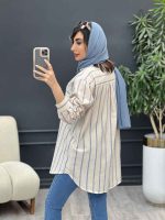 مانتو راه راه دو جیب بیتا کد 5074 - تصویر 10