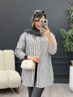 مانتو راه راه دو جیب بیتا کد 5074 - تصویر 2