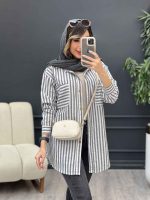 مانتو راه راه دو جیب بیتا کد 5074 - تصویر 8