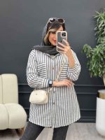 مانتو راه راه دو جیب بیتا کد 5074 - تصویر 15