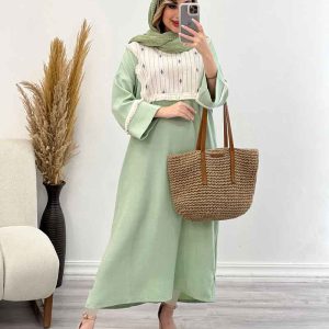 پیراهن بلند آستین ریش کد 5072