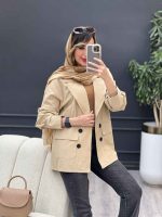 مانتو چهاردکمه دو جیب لادن کد 5080 - تصویر 5