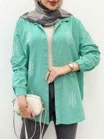شومیز لینن گندم کد 5078 - تصویر 2